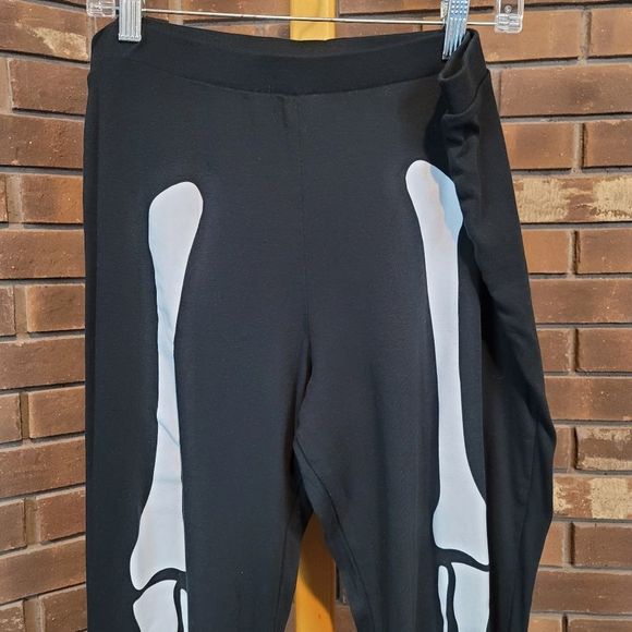 Skeleton printed jogger pajama pants pull on plus size Halloween fall pants - Picture 2 of 5